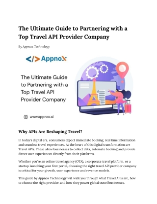 The Ultimate Guide to Partnering with a Top Travel API Provider Company