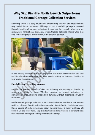 Skip Bin Hire North Ipswich Outperforms Traditional Garbage Collection Services