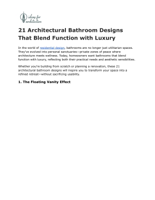 21 Architectural Bathroom Designs That Blend Function with Luxury