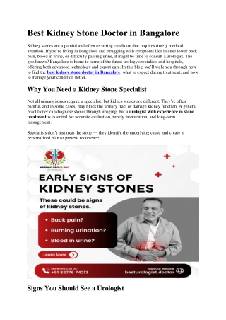 Best Kidney Stone Doctor in Bangalore