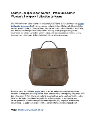 Leather Backpacks for Women – Premium Leather Women’s Backpack