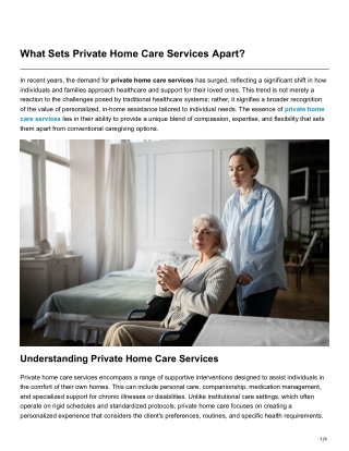 What Sets Private Home Care Services Apart