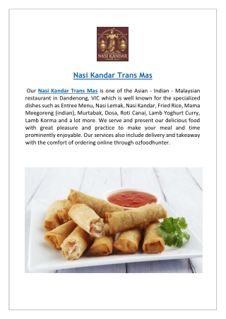 Nasi Kandar Trans Mas | Menu | Dandenong