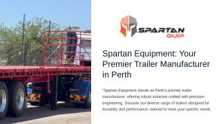 Spartan Equipment Your Premier Trailer Manufacturer in Perth