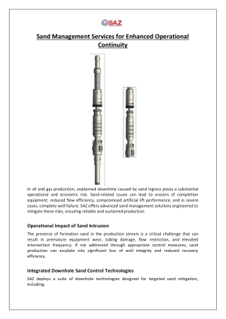 Sand Management Services for Enhanced Operational Continuity
