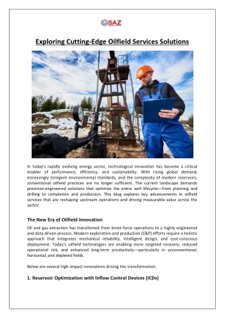 Exploring Cutting-Edge Oilfield Services Solutions