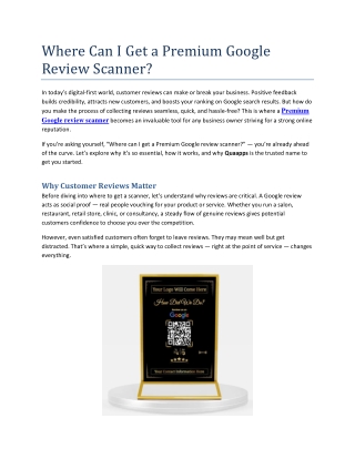 Where Can I Get a Premium Google Review Scanner