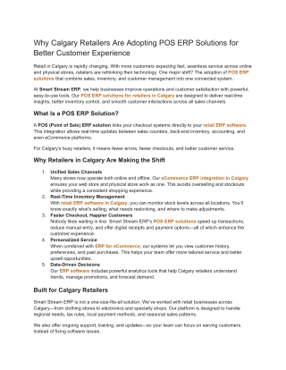 Why Calgary Retailers Are Adopting POS ERP Solutions for Better Customer Experience