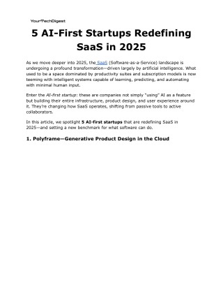 5 AI-First Startups Redefining SaaS in 2025
