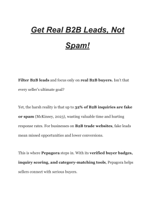 Get Real B2B Leads, Not Spam!