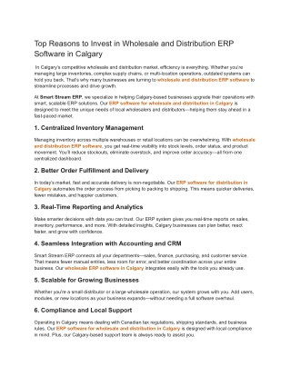 Top Reasons to Invest in Wholesale and Distribution ERP Software in Calgary