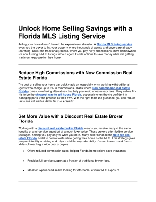 Unlock Home Selling Savings with a Florida MLS Listing Service