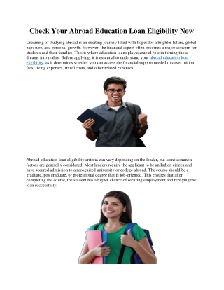 Check Your Abroad Education Loan Eligibility Now (1)