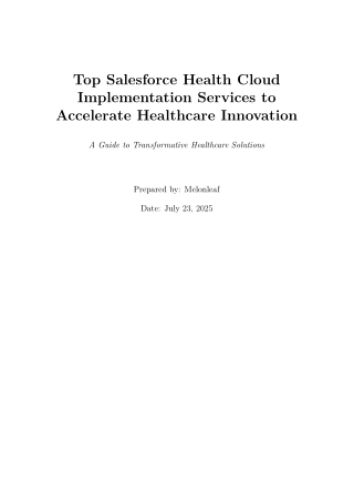 Top Salesforce Health Cloud Implementation Services to Accelerate Healthcare Innovation