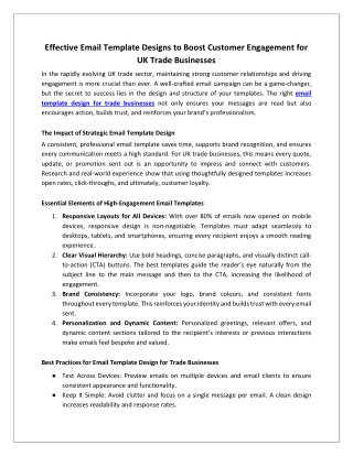 Effective Email Template Designs to Boost Customer Engagement for UK Trade Businesses