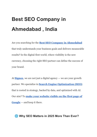 Best SEO Company in Ahmedabad , India
