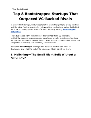 Top 8 Bootstrapped Startups That Outpaced VC-Backed Rivals