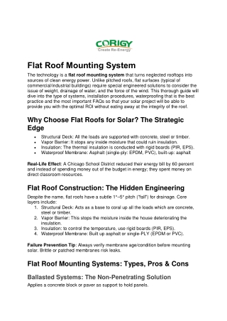 Flat Roof Mounting System in USA