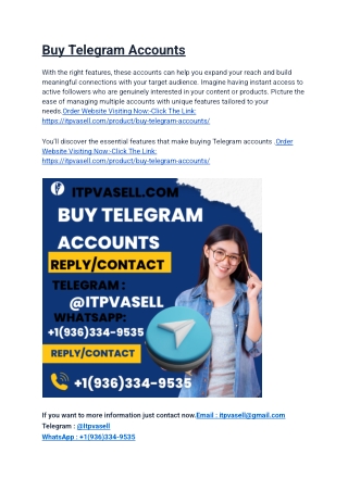 Buy Telegram Accounts