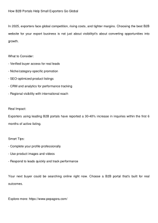 How B2B Portals Help Small Exporters Go Global