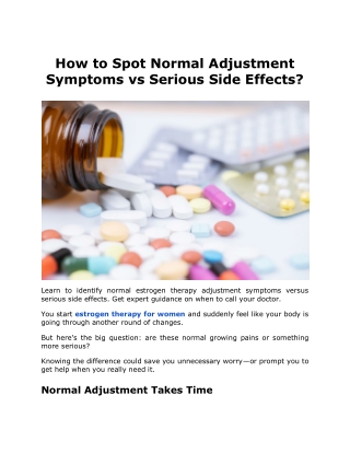 How to Spot Normal Adjustment Symptoms vs Serious Side Effects