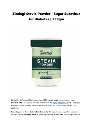 Zindagi Organic Stevia Powder 200g | Sugar-Free Sweetener