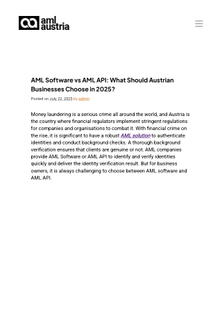 AML Software vs AML API: What Should Austrian Businesses Choose in 2025?