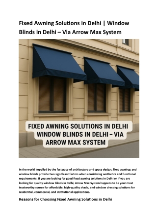 Fixed Awning Solutions in Delhi