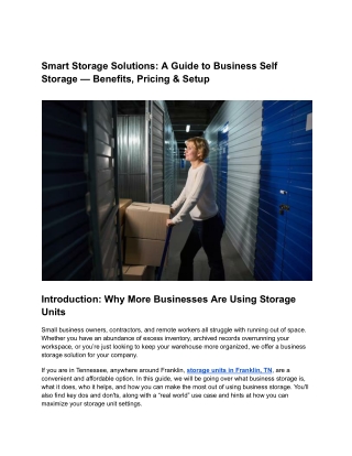 Smart Storage Solutions A Guide to Business Self Storage Benefits, Pricing & Setup