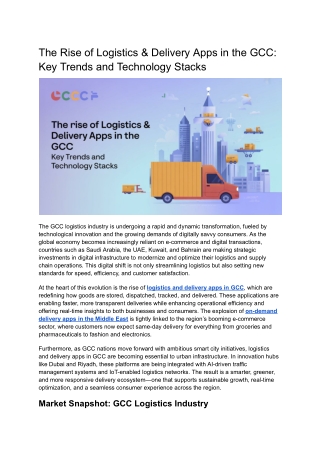 The Rise of Logistics & Delivery Apps in the GCC: Key Trends and Technology Stac