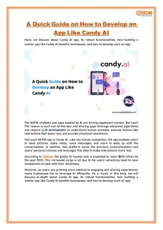 A Quick Guide on How to Develop an App Like Candy AI