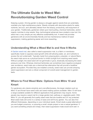The Ultimate Guide to Weed Mat: Revolutionizing Garden Weed Control
