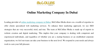 Online Marketing Company In Dubai