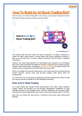 How to Build an AI Stock Trading Bot?