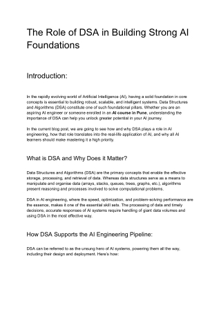 The Role of DSA in Building Strong AI Foundations