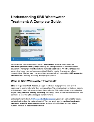 Understanding SBR Wastewater Treatment_ A Complete Guide