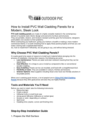 How to Install PVC Wall Cladding Panels for a Modern
