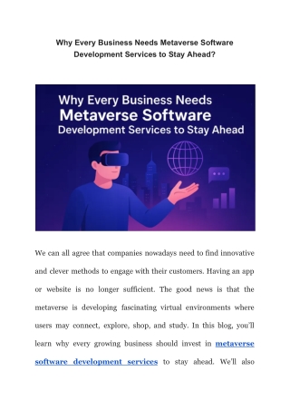 Why Every Business Needs Metaverse Software Development Services to Stay Ahead