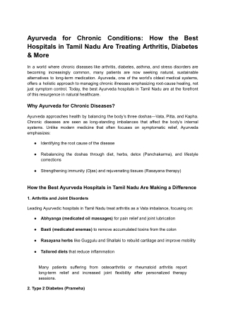 Ayurveda for Chronic Conditions_ How the Best Hospitals in Tamil Nadu Are Treating Arthritis, Diabetes & More