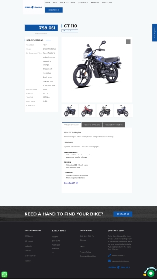 Bajaj CT 110 Bike On Road Price in Bangalore - Amba Bajaj