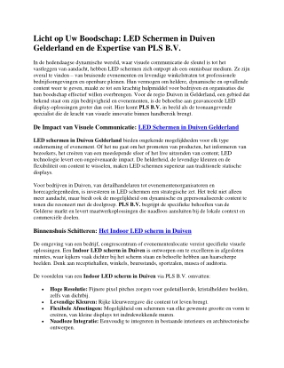 LED Schermen in Duiven Gelderland en de Expertise van PLS B.V