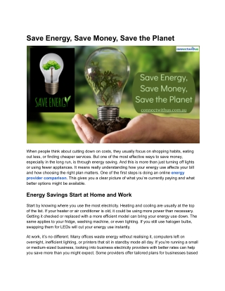 Save Energy, Save Money, Save the Planet