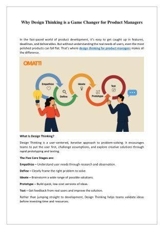 Why Design Thinking is a Game Changer for Product Managers