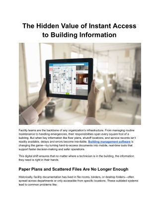 The Hidden Value of Instant Access to Building Information