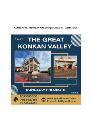 NA Plots for sale near me,NA Plots & Bungalows near me - Great Konkan