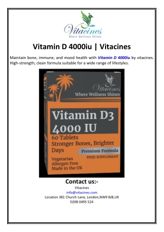 Vitamin D 4000iu | Vitacines