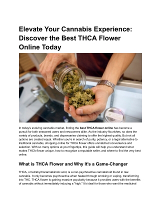Elevate Your Cannabis Experience Discover the Best THCA Flower Online Today