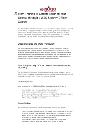 From Training to Career_ Securing Your License through a WSQ Security Officer Course