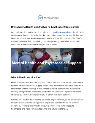 Enhancing Health Infrastructure for a Healthier Future