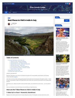 Best Places to Visit in India in July